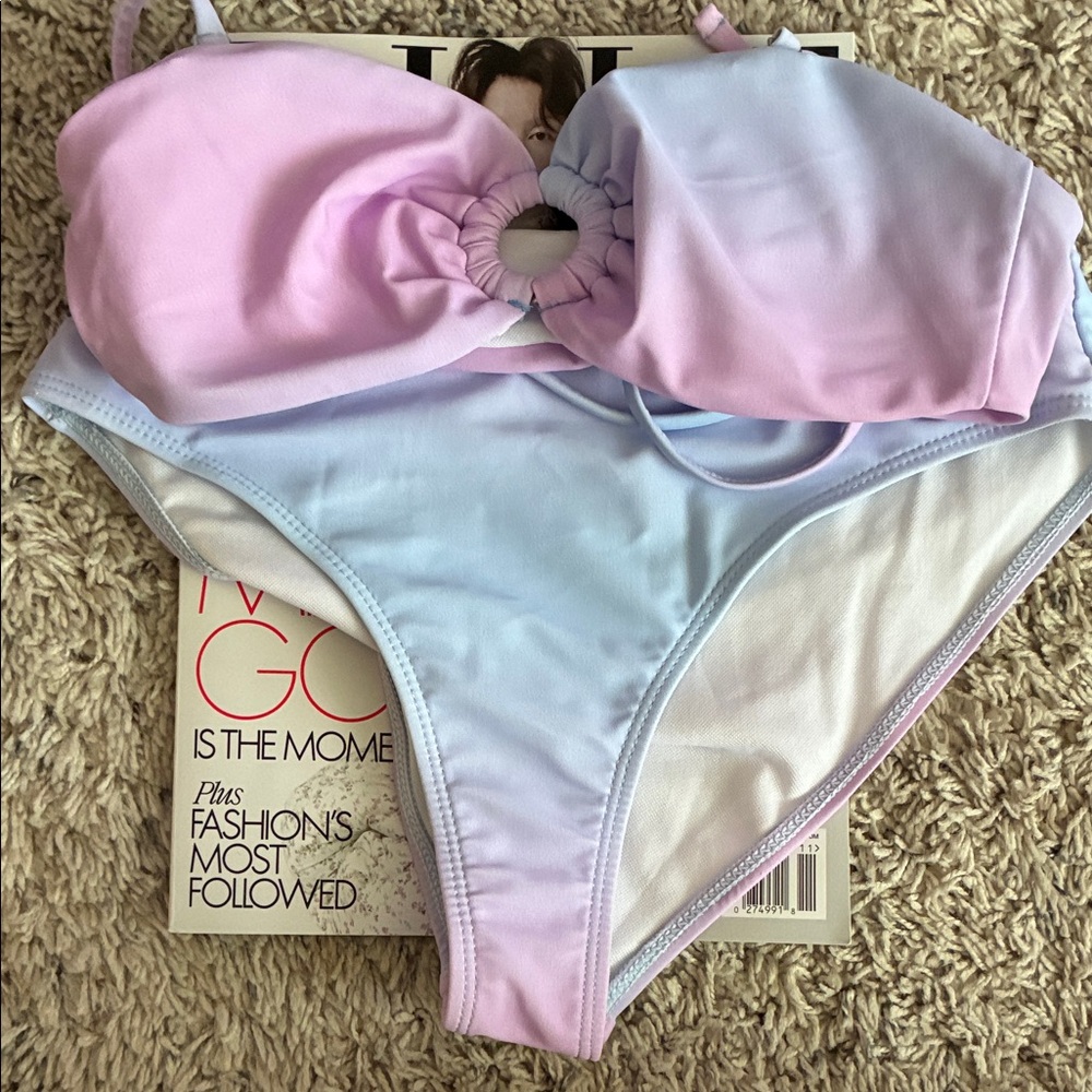 Elegant Pastel Pink and Blue Bikini Set